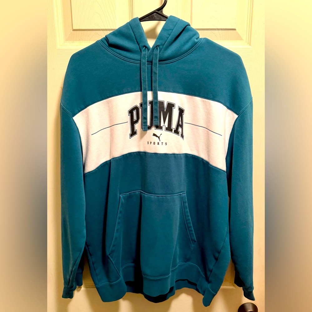 PUMA Men's Blue and White Sports Hoodie